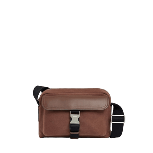 Le Tanneur petit sac bandouli&egrave;re en toile coton et cuir lisse