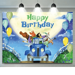 Lofaris Cartoon Blue Truck Balloon Themed Birthday Backdrop