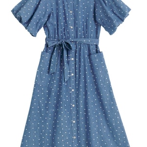 Louche London Lola Flower Dot Print Balloon Sleeve Shirtdress