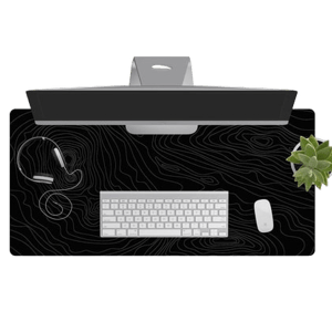 Love Desk Mats Black Topographic Desk Mat