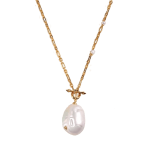 Luvbo Vintage Baroque Pearl Gold Vermeil Pendant Necklace