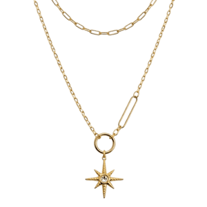 Luxe Tones Sahara Luxe 18k Gold Plated Double Layer Sunburst Pendant Necklace