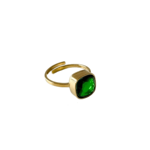 Luxe Tones Jasu Luxe 18k Gold Plated Green Stone Ring