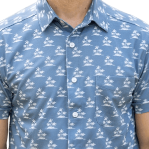 MagnaReady Adaptive Cooling Magnetic Front Short Sleeve Shirt in Blue Palm