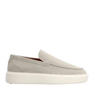 Manfield Licht grijze su&egrave;de loafers