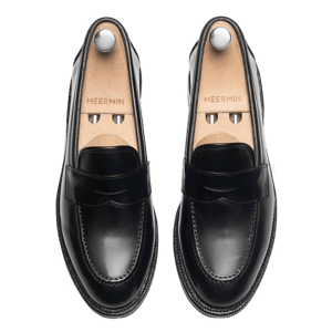 Meermin Black Heritage Shell Cordovan Penny Loafer