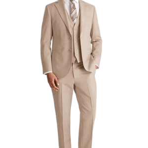 Moss Bros Hire Tailored Fit Neutral Marl Performance Suit