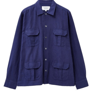 Neem London Recycled Italian Navy Flannel Overshirt