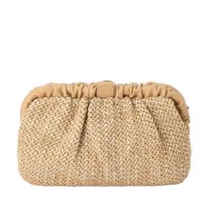 Olga Berg AMALIA Pleated Woven Clutch