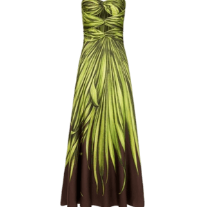 Oscar de la Renta Palm Leaves Silk Twill Cocktail Dress