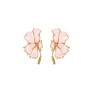 Oscar de la Renta Enamel Folded Hibiscus Clip-On Earrings