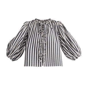 Paisie Tie Front Puff Sleeves Blouse
