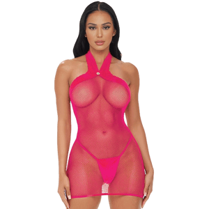 PinkCherry Electric Pink Halter Dress 