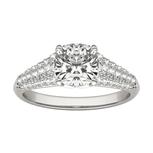 Charles & Colvard Cushion Signature Pav&eacute; Side-Stone