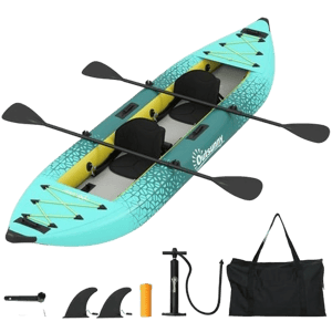 Rackhams Outsunny 2.5' Inflatable Kayak 2-person Sit on Canoe with Paddles