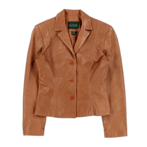 ROKIT Vintage 1990s Danier Women's Tan Calfskin Leather Blazer Jacket