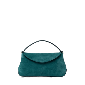 Stow London Ocean Teal Suede Mini East West Curve Bag
