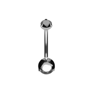 Stretch It Body Jewellery Double Black Jewelled Internally Threaded Titanium Belly Bar