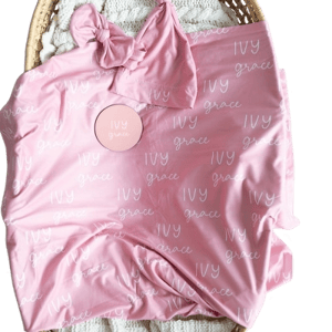 The Little Lemons Company Personalized Baby Swaddle Set