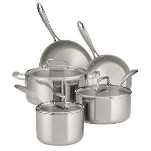 Tramontina Tri-Ply Clad Stainless Steel Cookware Set with Glass Lids