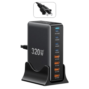 TVCMALL ESSAGER 320W GaN 4 USB + 4 Type-C Ports