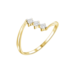 Umara Jewellery 14 Karat Yellow Gold Triple Diamond Ring