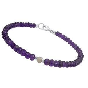 Uniquelan Jewelry Amethyst and Raw Diamond Bracelet