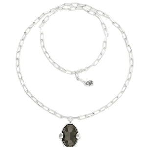 UNOde50 Long Necklace with Gray Oval Faceted Crystal