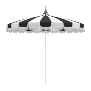 One Kings Lane Aya Pagoda Fringe Two-Tone Patio Umbrella