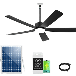 Ventallion 52-Inch Outdoor Solar Ceiling Fan with Light & Battery Backup