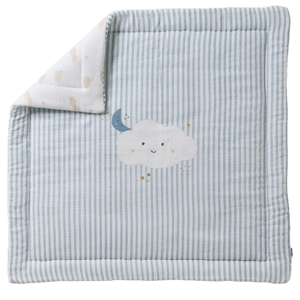 Vertbaudet Dekentje / Parkbodem baby in katoenen gaas IN DE WOLKEN - blauw, gestreept