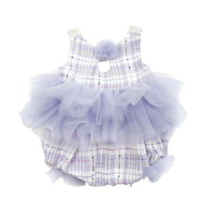 Petite Maison Kids Violet Tweed and Tulle Romper