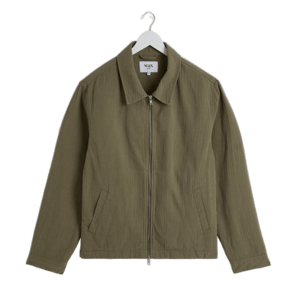 Wax London Eldon - Khaki Crinkle Cotton-Linen Jacket