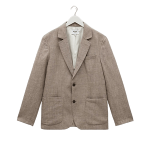 Wax London Fintry - Natural And Brown Stripe Linen Single-Breasted Blazer