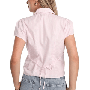 West49 Poplin Cotton Short Sleeve Tie-Back Button-Up Shirt