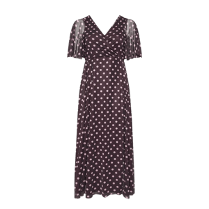 YOURS LONDON Curve Chocolate Brown & Pink Polka Dot Wrap Dress