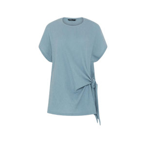 YOURS Curve Blue Side Knot Textured T-Shirt