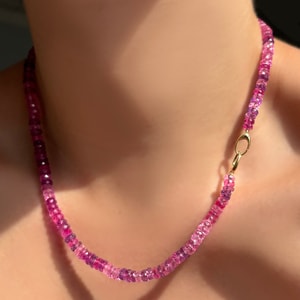 Faceted Fuchsia Sapphire Necklace