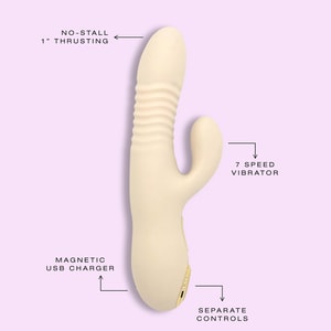 Velvet Thruster Rabbit Vibrator and Thrusting Dildo in Silicone for Women VC100