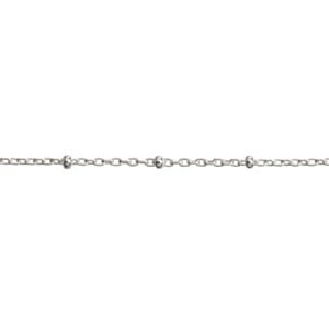 Sterling Silver 2.0mm Oval Trace Chain With Bead Station Loose, Unhallmarked 100% Recycled Silver