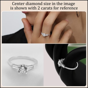 IGI Certified 1 Ctw Baguette Lab Grown Diamond Three Stone Ring