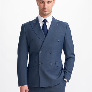 Bond Navy Check Double Breasted Blazer