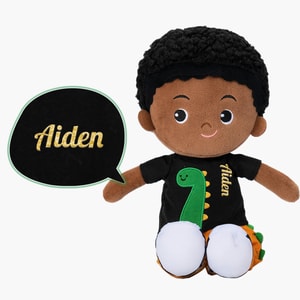 Personalized Deep Skin Tone Plush Cool Boy Doll