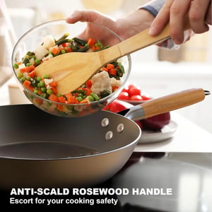 12.6 Inch Cast Iron Pan Carbon Steel Non Stick Pan Wok for All Cooktops