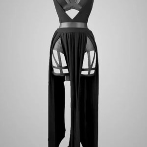 Gothic Bandaged Corset Bustier Top Cutout High Split Mesh Sets