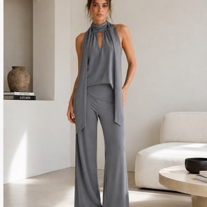 Desiree Halter Top in Gray