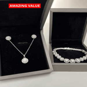 Diamond Necklace Bracelet Earrings Bundle Set - MASON TENNIS&trade; Perfect Round Chance to Charm