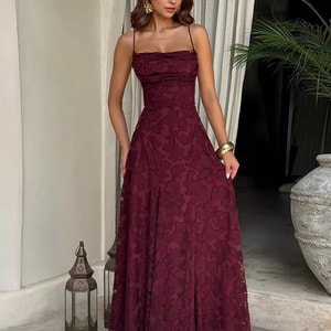 Party Dresses Jacquard Maxi Slip Dress With Backless Design For Summer Events 2026