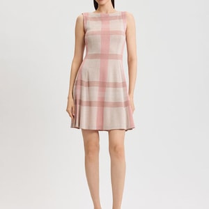 A-Line Multi-Color Plaid Knit Dress