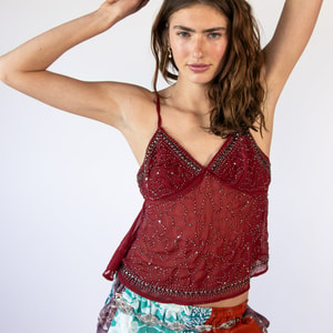 Beaded Chiffon Babydoll Top